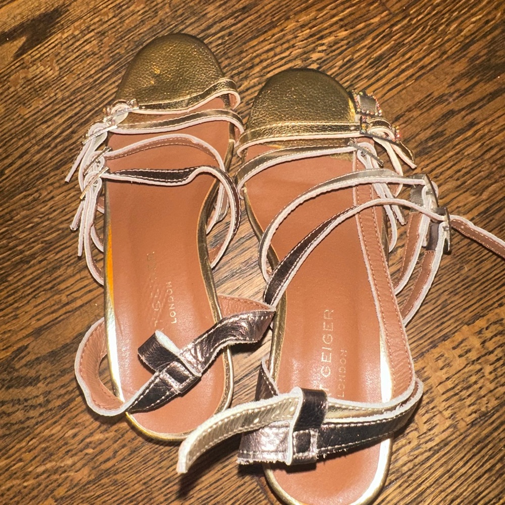 Kurt Geiger Metallic Gold and Tan Kids Sandals